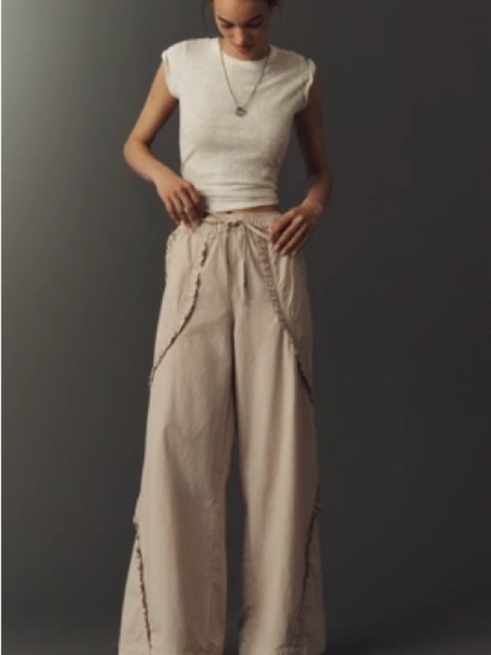 Anthropologie Pilcro Ruffle Easy Wide-Leg Pull-On Pants NWT Size M